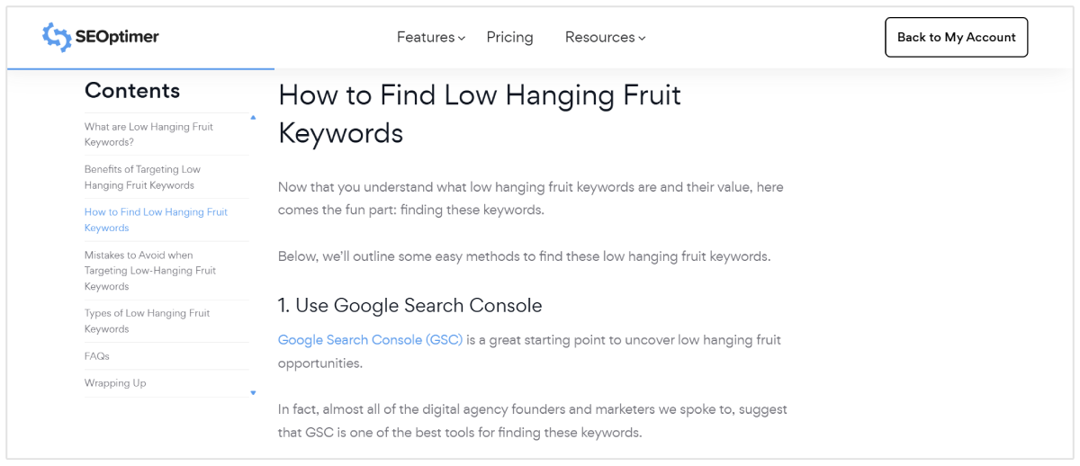 Example of how-to article on SEOptimer blog